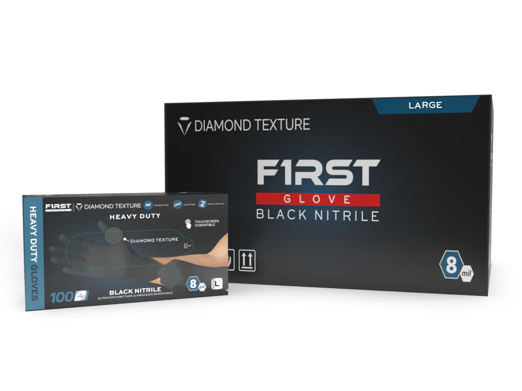 8mil Nitrile Diamond Textured Gloves
