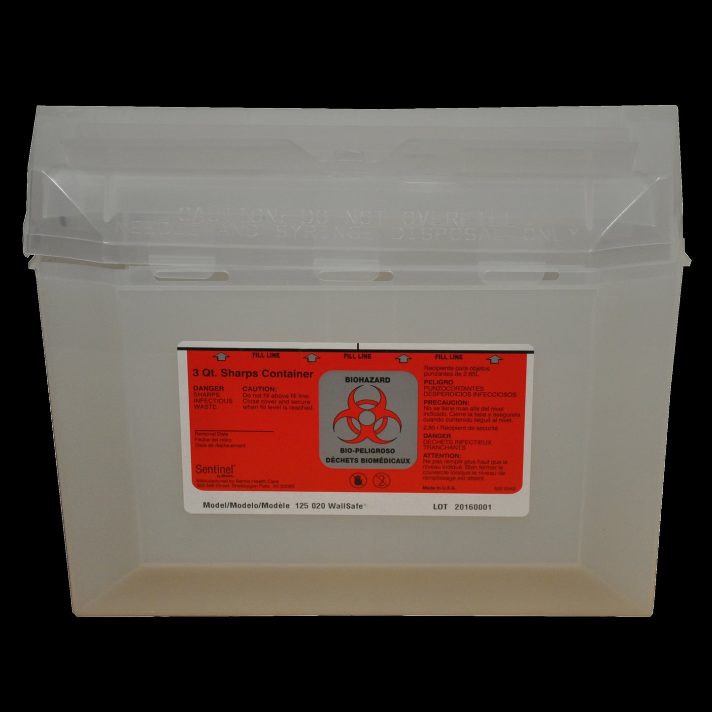 Bemis Wallsafe 3-Quart Sharps Container