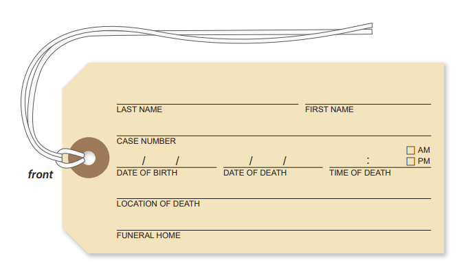 Toe Tag Sample Toe Tags – Frontier Mortuary Supply LLC